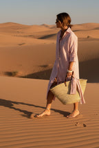 Freya | Striped Cotton Button-Front Midi Shirt Dress for Women