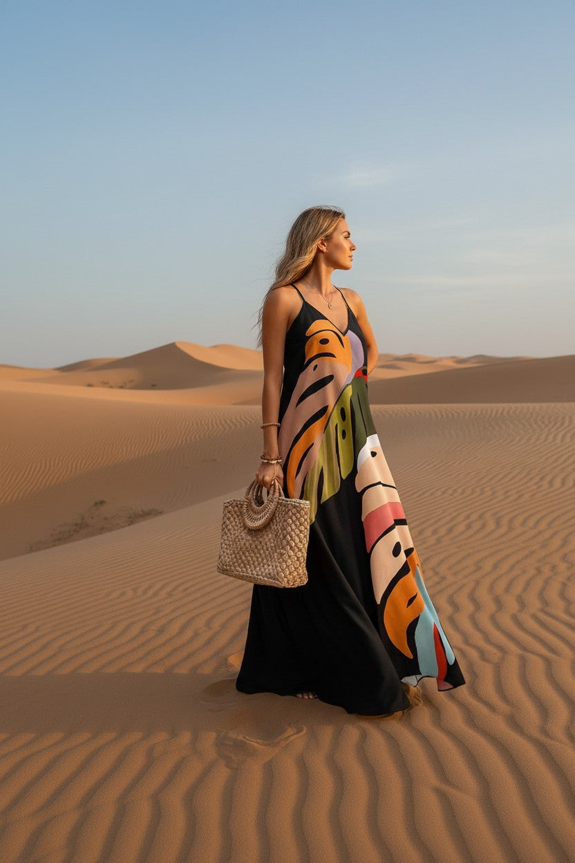 Matilda | Tropical Print Sleeveless Maxi Dress for Women