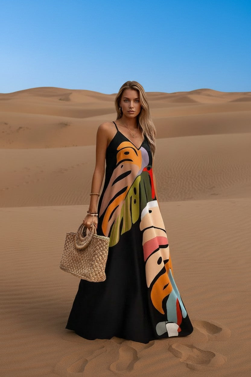 Matilda | Tropical Print Sleeveless Maxi Dress for Women