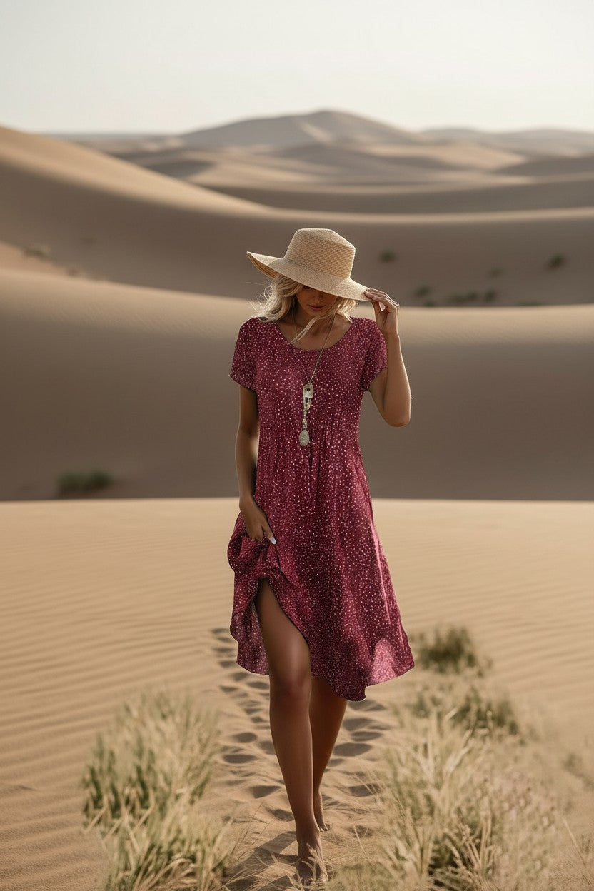 red boho dress