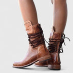 Studded Lace-Up Mid-Calf Leather Boots for Women image 11