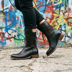 Studded Lace-Up Mid-Calf Leather Boots for Women image 19