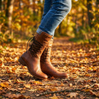 Studded Lace-Up Mid-Calf Leather Boots for Women image 20