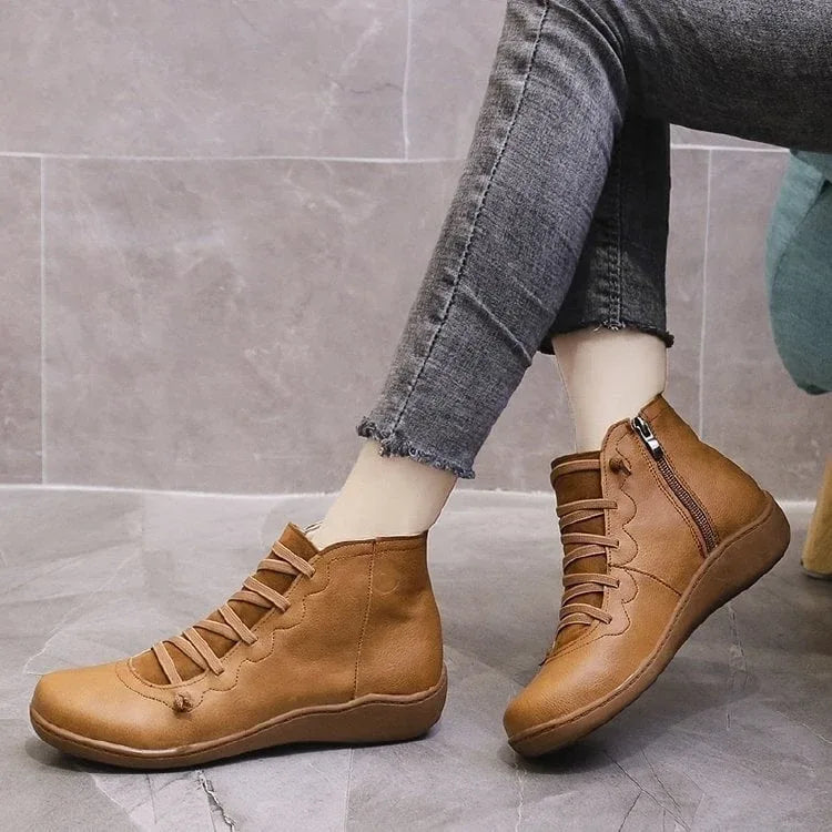 Women's Leather Lace-Up Ankle Boots with Comfort Sole image 11