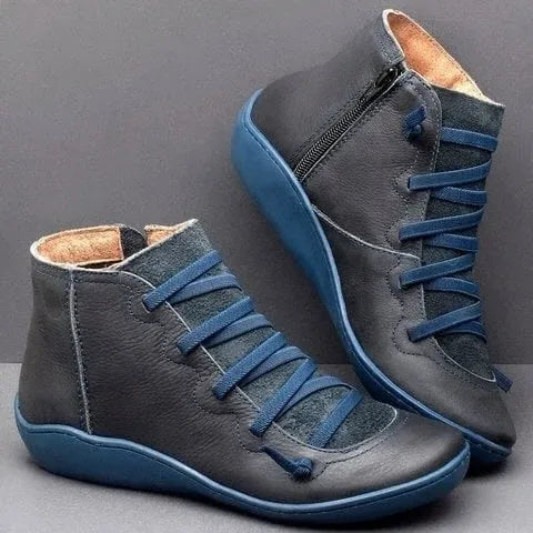 Women's Leather Lace-Up Ankle Boots with Comfort Sole image 13