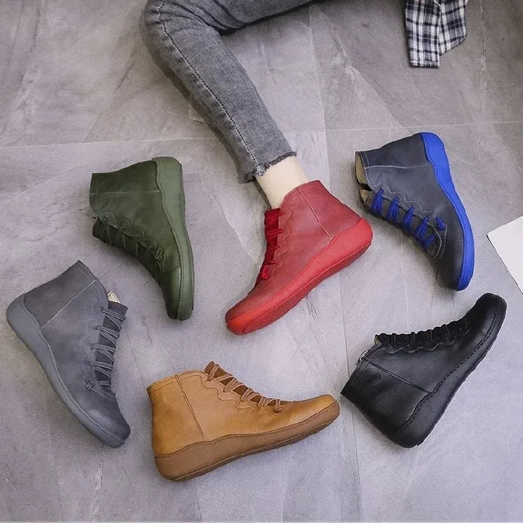 Women's Leather Lace-Up Ankle Boots with Comfort Sole image 14